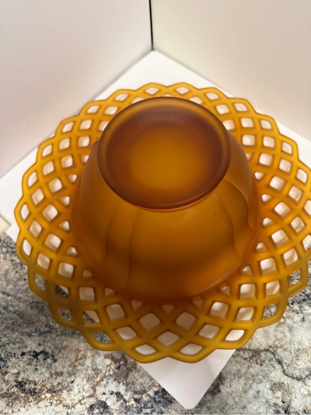 Vintage Westmoreland Frosted Amber Lattice bowl